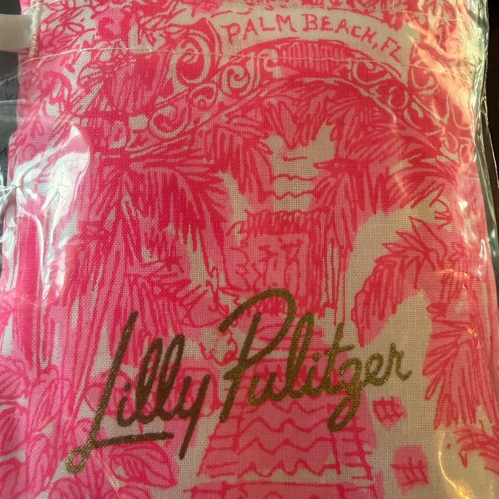 Lilly Pulitzer, NWTs Gold Pineapple Earrings, gold and stone studs & pouch - Picture 4 of 5